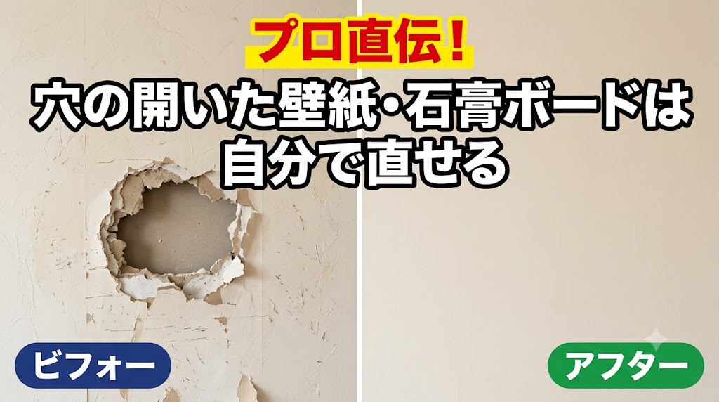 ボードの穴補修ビフォーアフター